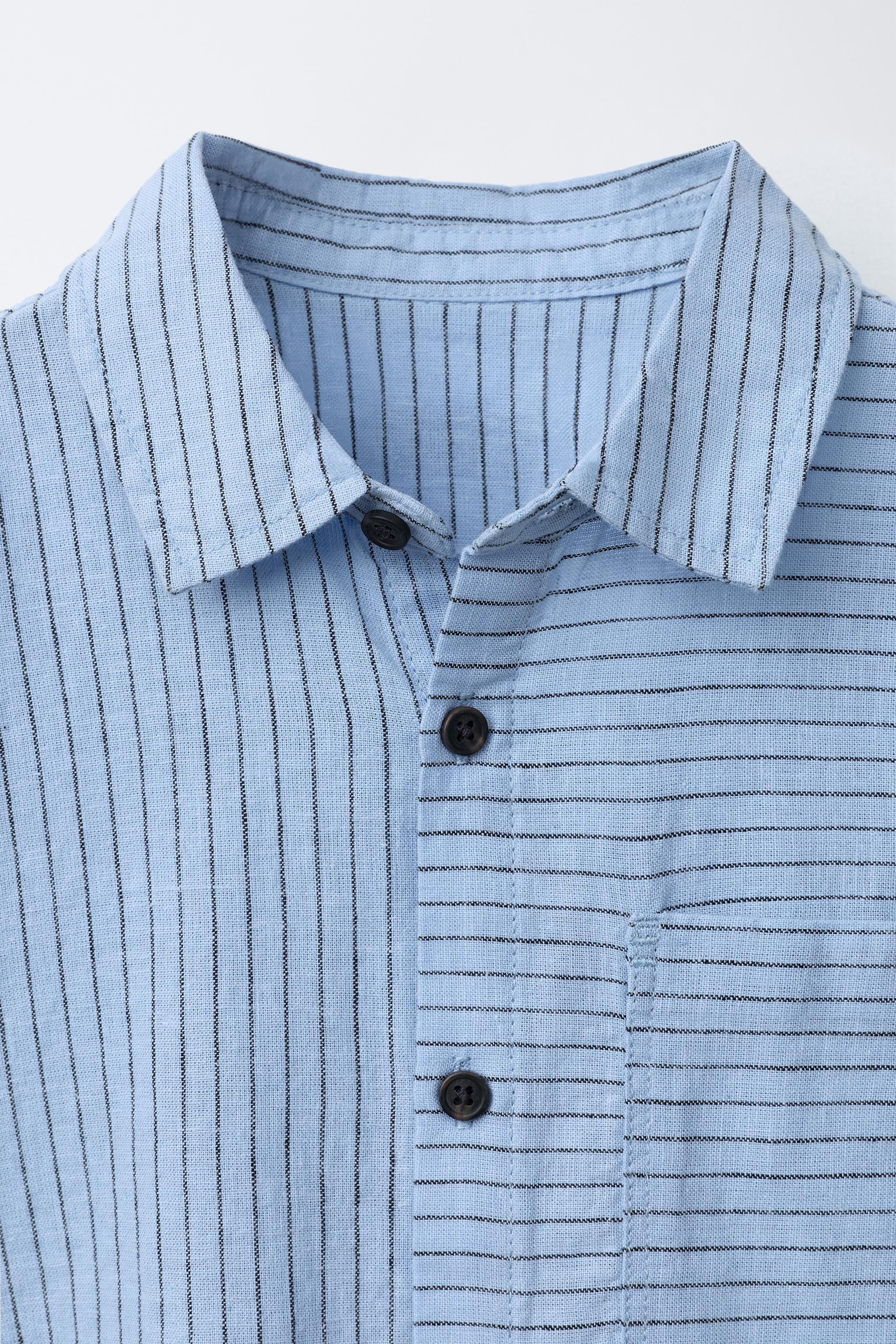 STRIPED COTTON LINEN SHIRT